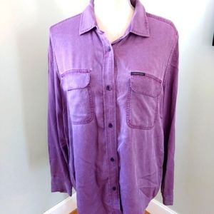 Calvin Klein Button Down Purple Top Medium